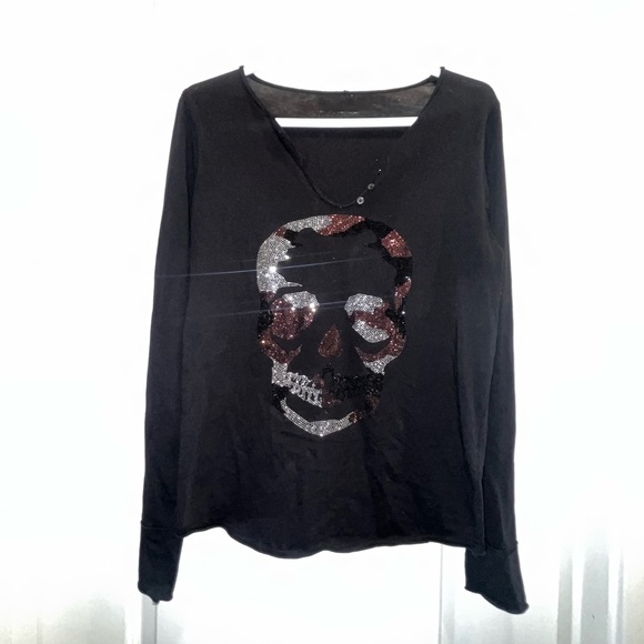 Zadig & Voltaire Tops - Zadig & Voltaire Tunisien Skull Black long sleeve shirt